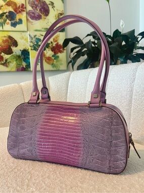 RARE Salvatore Ferragamo Tejus Lizard Purple Shoulder Bag - Vintage (80’s/90’s)
